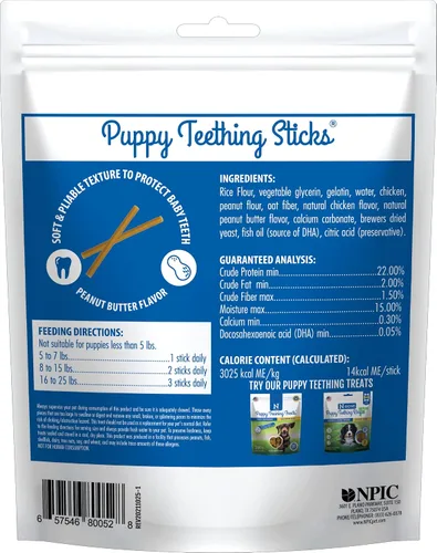 Miniatura 2 de N-Bone Palitos de dentición para cachorros, sabor a mantequilla de maní, bolsa de 3.74 onzas