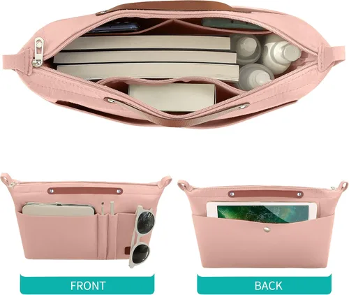 Miniatura 5 de Soyizom Organizador de bolso, organizador de bolsa de inserción para bolsos, organizador de fieltro con cremallera y bolsa de llavero en la bolsa