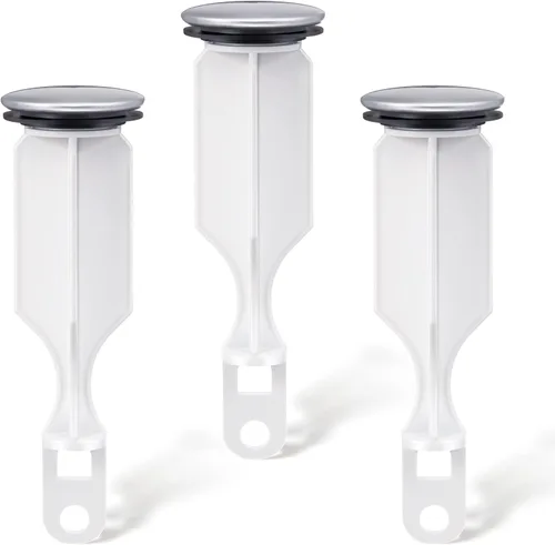 Enhon Tapones desplegables de 2 agujeros, tapón cromado para fregadero de baño que se adapta a la mayoría de diseños de drenaje emergente, 4-1/2