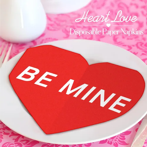 Miniatura 5 de 180 servilletas para el día de San Valentín, en forma de corazón, corazón rojo, desechables para cenas, almuerzos, bebidas, suministros de fiesta