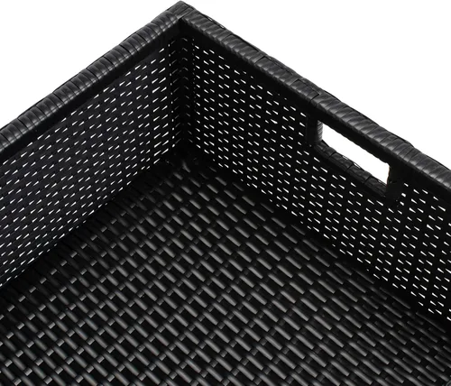 Miniatura 10 de SAFAVIEH Juego de sofá Pramla y otomana para exteriores - Negro y beige - Marco de acero con cojín - Diseño de almacenamiento costero - Ideal