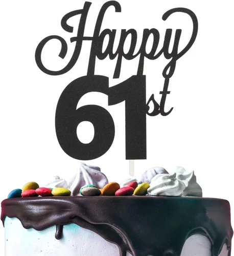 Miniatura 26 de LINGTEER - Decoración para pastel con texto "Happy Birthday 100", color negro