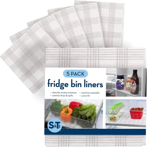 S&T INC. Revestimientos para refrigerador, revestimientos para estantes de gabinetes de cocina y contenedores de almacenamiento, revestimientos no