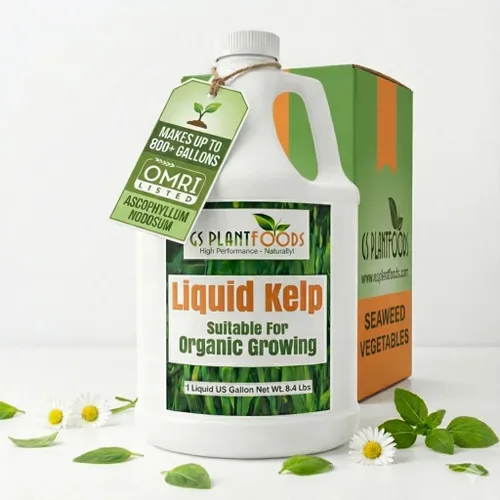 GS Plant Foods Fertilizante Líquido de Kelp – Adecuado para Cultivo Orgánico, Concentrado de Algas Marinas Listado por OMRI para Césped, Jardines y