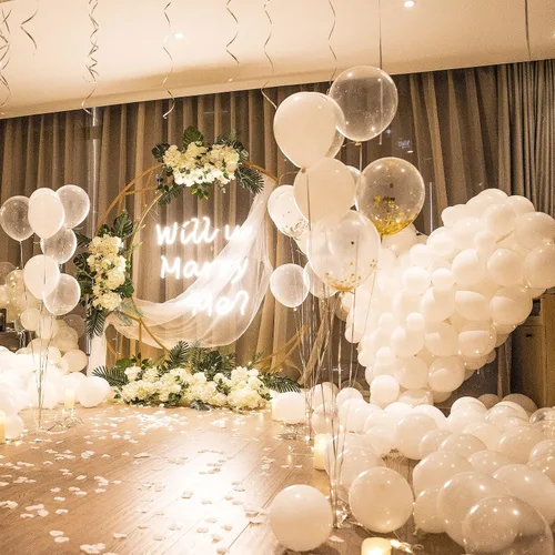 Miniatura 9 de ASIYUHY Paquete de 100 globos blancos de látex de 12 pulgadas con 2 rollos de globos de helio para bodas, fiestas de cumpleaños, baby shower