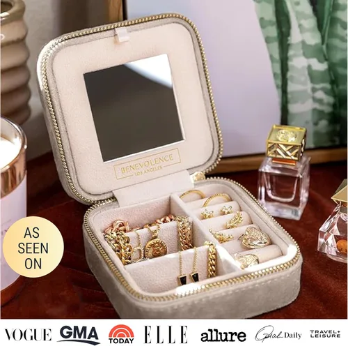 Miniatura 6 de Joyeros de viaje de terciopelo afelpado para mujer, caja organizadora de joyas, estuche pequeño de viaje para joyería , organizador de aretes