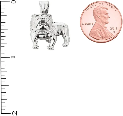 Miniatura 2 de Alta Polaco 14K oro blanco Bulldog Colgante Charm