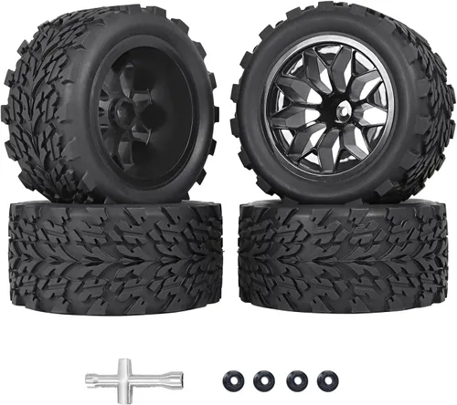 RC Station Ruedas y neumáticos hexagonales RC de 0.472 in escala 1/10 Llantas y ruedas para camiones Traxxas Rustler Stampede 2wd 4x4 vxl Hoss