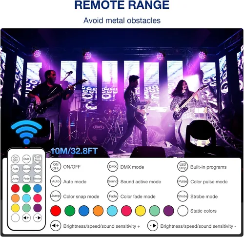 Miniatura 2 de Luces LED Par de escenarios: 100 W regulables de doble efecto 10 anillos LED rodeado de 14 RGBW Par Can - Control remoto y DMX - para fiesta de DJ