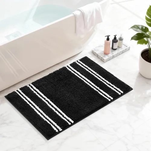 Kmson Alfombras de baño, de felpilla ultra suave, lavable, de 17 x 24 pulgadas, antideslizantes, esponjosas, gruesas, absorbentes de agua, para