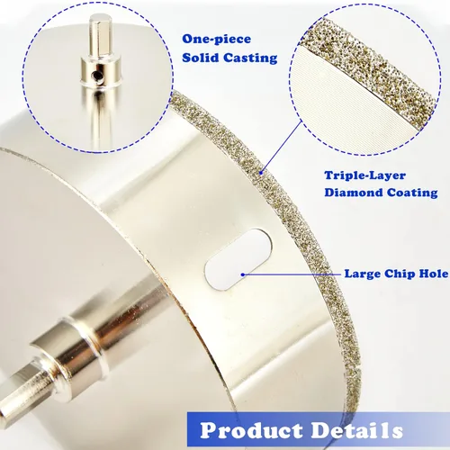 Miniatura 4 de Sierra perforadora de diamante de 7/8 pulgadas con broca piloto, brocas para azulejos de 7/8 pulgadas para granito, cerámica, azulejos de porcelana