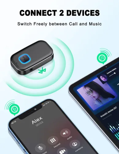 Miniatura 7 de COMSOON Adaptador AUX Bluetooth para automóvil, receptor Bluetooth con reducción de ruido para música/llamadas manos libres, receptor de audio