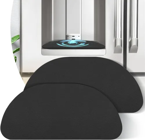 LOPNUR Paquete de 2 bandejas de goteo para refrigerador, alfombrillas cortables para refrigerador de 8.3 x 3.7 pulgadas, para ocultar manchas, Negro
