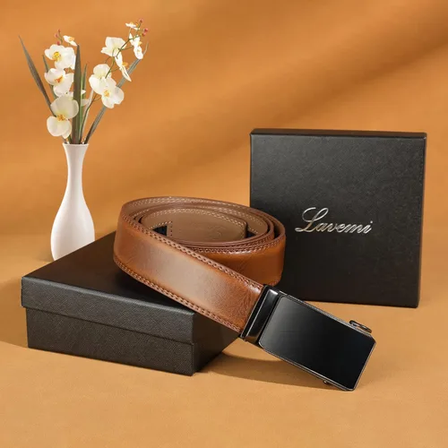 Miniatura 6 de Lavemi - Cinturón de cuero con hebilla automática, con elegante caja de regalo