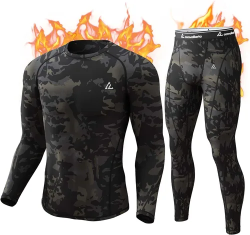CL convallaria Ropa interior térmica para hombre, ropa interior larga con forro polar, capa base para clima frío, XS-4XL