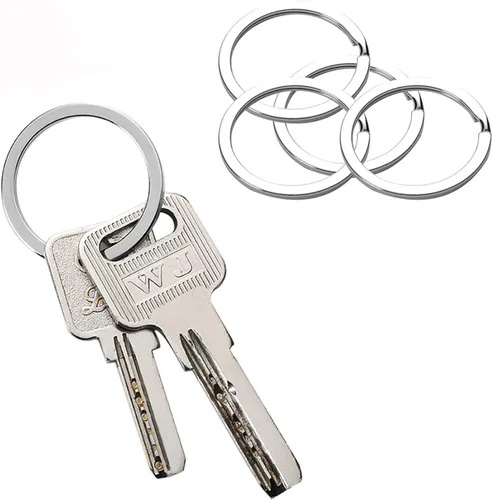 Miniatura 3 de HeeYaa 10 llaveros planos de 1 pulgada, llaveros de metal, llaveros divididos, junta tórica plana para el hogar, automóvil, oficina (plateado)