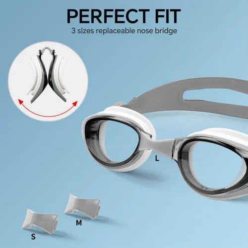 Miniatura 4 de Gafas de natación miope, Gafas de natación de visión corta Gris ahumado brillante18