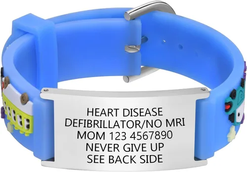 Miniatura 35 de Pulsera de Identificación Médica Personalizada para Niños - Pulsera de Identificación de Silicona Linda para Autismo Alergia Convulsiones
