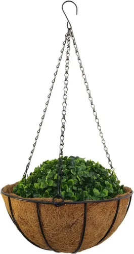 Miniatura 8 de Cesta colgante de cadena de flores de seda, maceta artificial de margaritas moradas, flores falsas (cesta mediana)