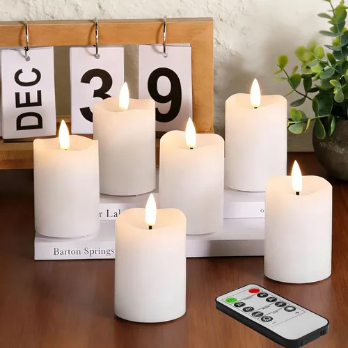 Miniatura 11 de Eywamage Velas votivas sin llama de cera de goteo naranja con pilas remotas, velas LED pequeñas de 2 x 2 pulgadas, juego de 6