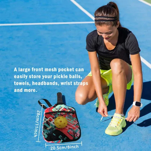 Miniatura 4 de HEYSKAY Pickleball Paddle Cover Pickleball Racket Sleeve Bag with Handle Strap Pickle-Ball Equipment Protective Paddle Sleeve with Mesh Pocket rojo