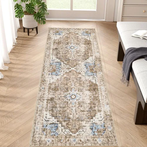 Miniatura 65 de jinchan Alfombra de Área 2x3 pies Alfombra Vintage de Entrada Lavable Bohemia Tapete Interior para Puerta Medallón Floral Tapete Pequeño para Puerta