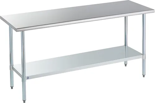 Miniatura 8 de Mesa de acero inoxidable para preparación y trabajo con protector contra salpicaduras, 24x72 pulgadas