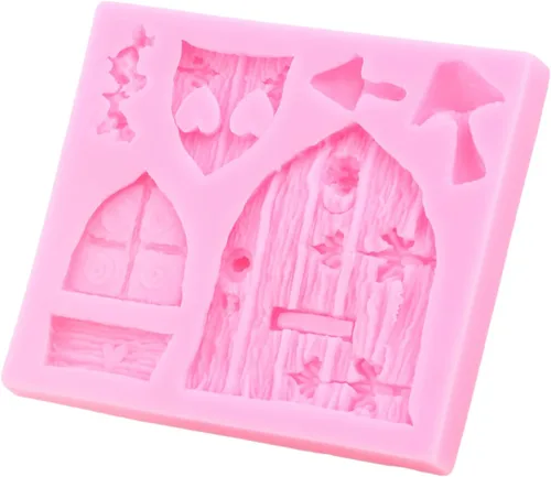Miniatura 5 de Moldes de silicona encantados para jardín, hadas, gnomo, puerta de casa, ventana, molde de hongos para fondant para decoración de pasteles