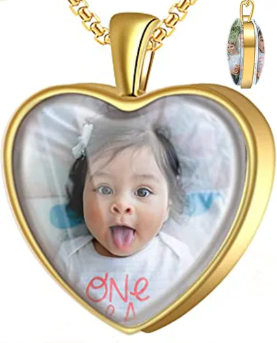 Fanery sue Collares personalizados de doble cara, collares de fotos personalizados para mujeres y hombres, colgante de foto personalizado con