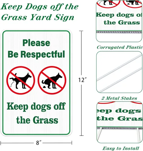 Miniatura 2 de WhatSign Letrero de perro con estacas de doble cara de 8 x 12 pulgadas, con estacas "Please Pick Up After Your Dog