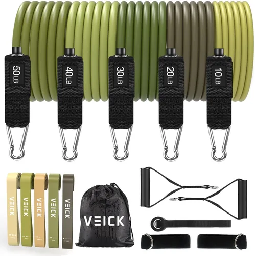 Miniatura 15 de VEICK Bandas de resistencia, bandas de ejercicio, bandas de entrenamiento, bandas de resistencia para entrenar con asas para hombres y mujeres