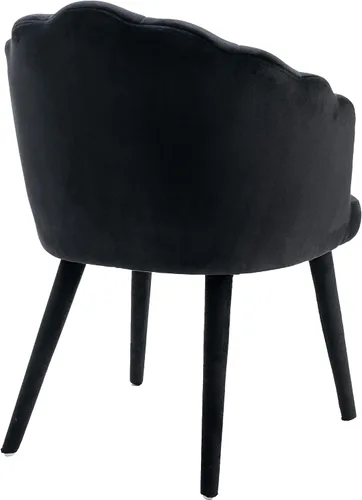 Miniatura 7 de Juego de 2 sillas de comedor de terciopelo negro modernas, sillas laterales de tapicería con patas de madera tapizadas para el hogar, cocina, sala