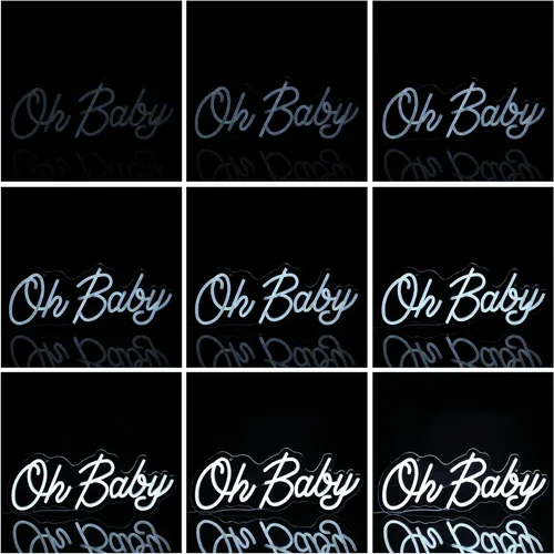 Miniatura 7 de Letrero de neón de 16.5 x 6.7 pulgadas para decoración de pared de telón de fondo, alimentado por USB, con luz LED Oh Baby para telón de fondo