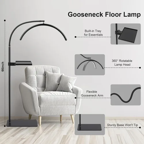 Miniatura 3 de Lámpara LED de suelo Half Moon con bandeja de herramientas para técnicas de pestañas, extensiones de pestañas, esteticistas, cuidado de la piel