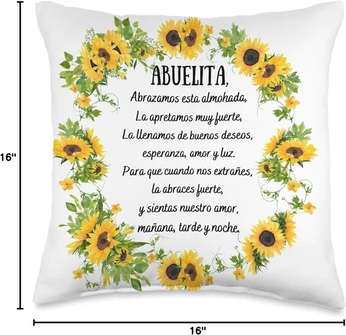 Miniatura 4 de Regalos para Abuelita Abuelita Best Gifts Almohada Abuela Regalo para Abuelita Flores Throw Pillow 16x16, Multicolor