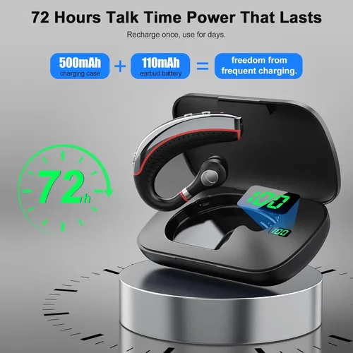 Miniatura 2 de SneKa Auriculares Bluetooth, auricular Bluetooth inalámbrico con funda de carga de 500 mAh, tiempo de conversación de 72 horas y para teléfonos