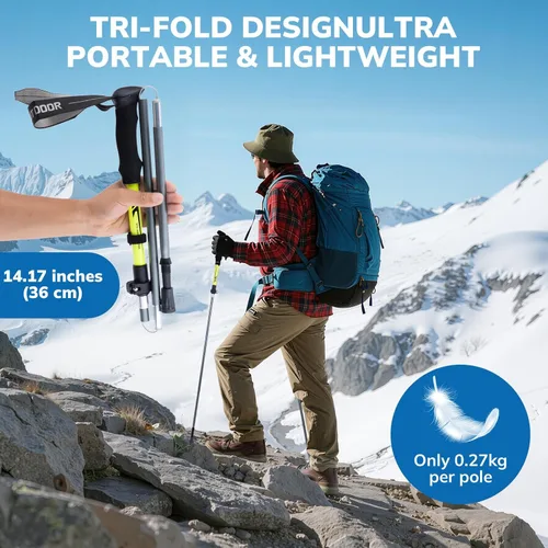Miniatura 2 de Gifts for Men Christmas Collapsible Trekking Pole, Ultralight 7075 Aluminum Hiking Stick for Women, Men & Seniors, 3-Section Foldable Walking Pole