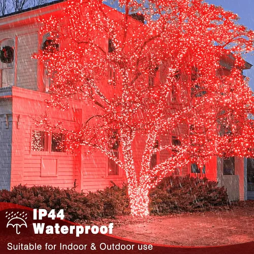 Miniatura 5 de Tira de 200 luces LED de 66 pies para exteriores, luces de Navidad conectables para interiores, cable transparente, impermeable, 8 modos de luces