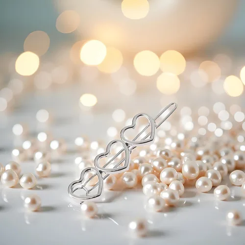 Miniatura 5 de Horquilla de aleación de corazón hueco de plata para el cabello, pinzas para el cabello, accesorios para el cabello para mujer y niñas
