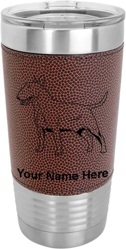 Miniatura 13 de LaserGram Vaso aislado al vacío de 20 onzas, perro Bull Terrier, grabado personalizado incluido (piel sintética, estilo béisbol)