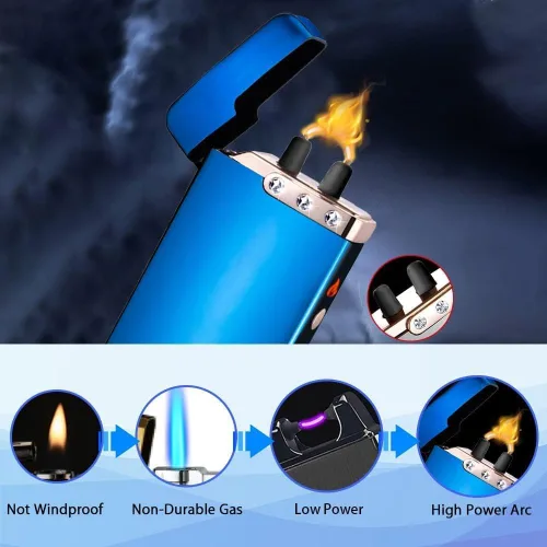 Miniatura 8 de GADATOP Encendedor de Plasma de Arco de Llama, Encendedores Eléctricos, Encendedores Eléctricos Recargables USB a Prueba de Viento Impermeables