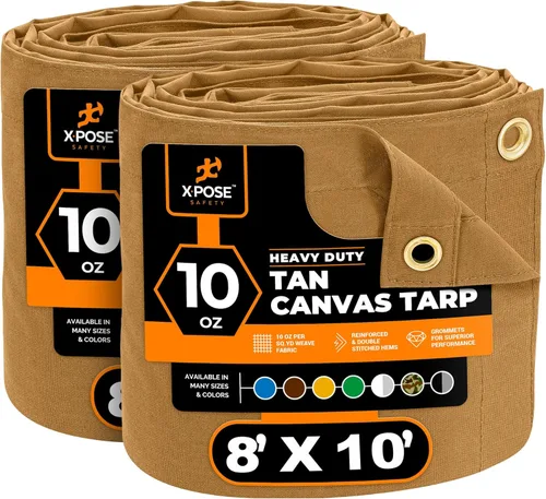 Miniatura 52 de Xpose Safety Lona de Lona - Lonas de Lona Verde de 10oz Resistentes al Agua con Ojales de Latón - Lona Multiusos para Exteriores para Campamento