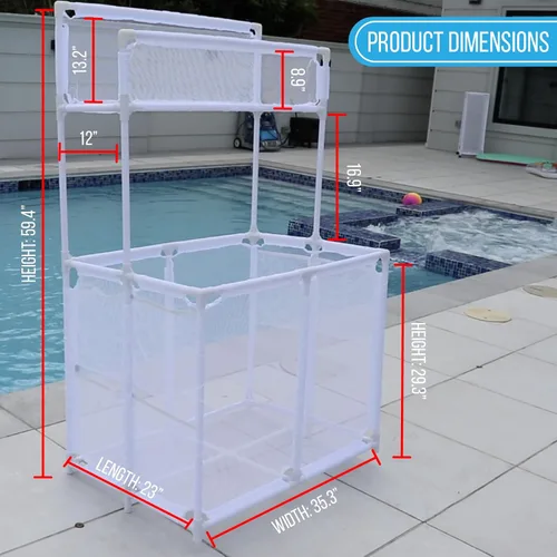 Miniatura 8 de Organizador y soporte de equipos de almacenamiento para piscina - Churros de piscina, juguetes, pelotas y flotadores, contenedor de malla rodante