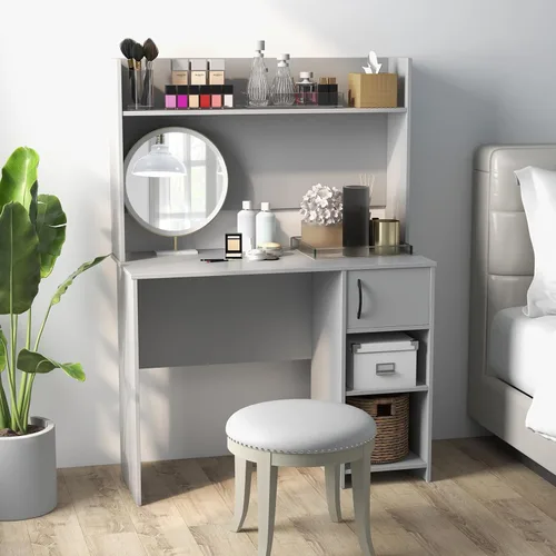 Miniatura 7 de Giantex Escritorio para computadora con gabinete, escritorio de oficina en casa con armario de almacenamiento y estante ajustable, 2 agujeros