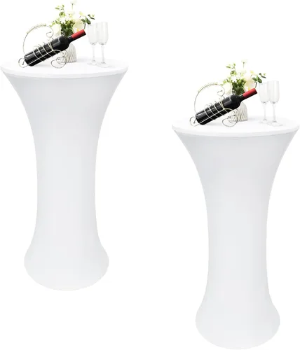 Miniatura 10 de Cubierta de Mesa de Cóctel Redonda Ajustada de 24x43 Pulgadas Mantel de Mesa de Cóctel de Elastano Negro Mantel Ajustado Highboy Manteles de Mesa