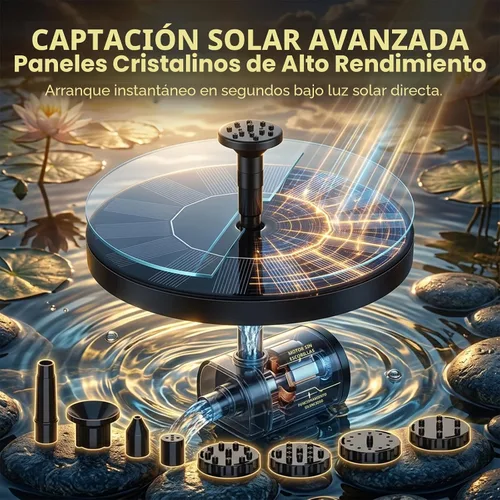 Miniatura 3 de Fuente solar para baño de pájaros: mini fuente de agua solar flotante con 6 boquillas para jardín, estanque, piscina y exterior (1, 6.3 pulgadas)