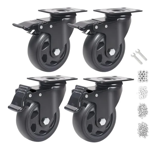 Miniatura 9 de Ruedas giratorias de 6 pulgadas, juego de 4 ruedas, ruedas resistentes con freno de 3000 libras, ruedas giratorias con placa superior, ruedas