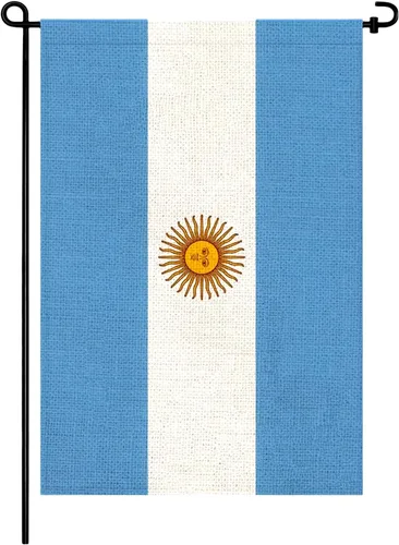 Banderas de jardín de Argentina Bandera argentina pequeña de 12x18 pulgadas de arpillera de doble cara para decoración al aire libre de patio,