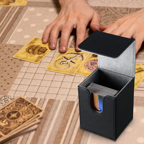 Miniatura 7 de Yookeer 4 Piezas Cajas de Cartas de Cuero para Mazo Caja de Juego de Cartas para Cartas Coleccionables Compatible con MTG Commander