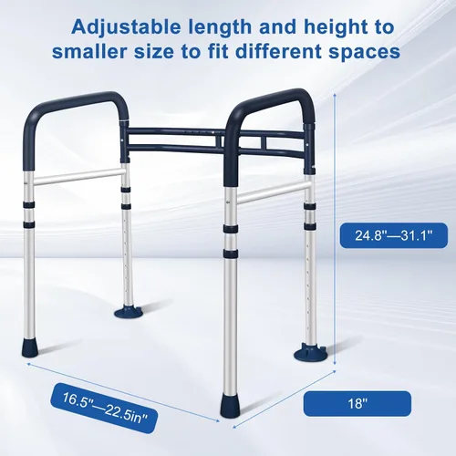 Miniatura 2 de Rieles de seguridad para inodoro (350 libras) – Marco de mango de inodoro ajustable y plegable para adultos mayores y discapacitados, soporta todo